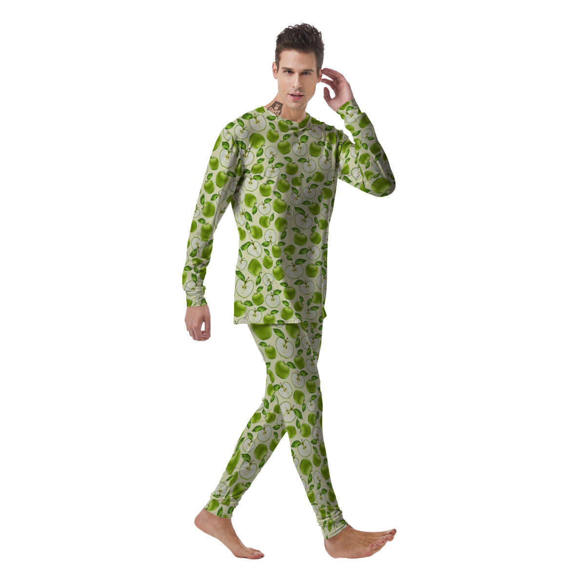 Apple Print Pattern Men's Pajamas-grizzshop