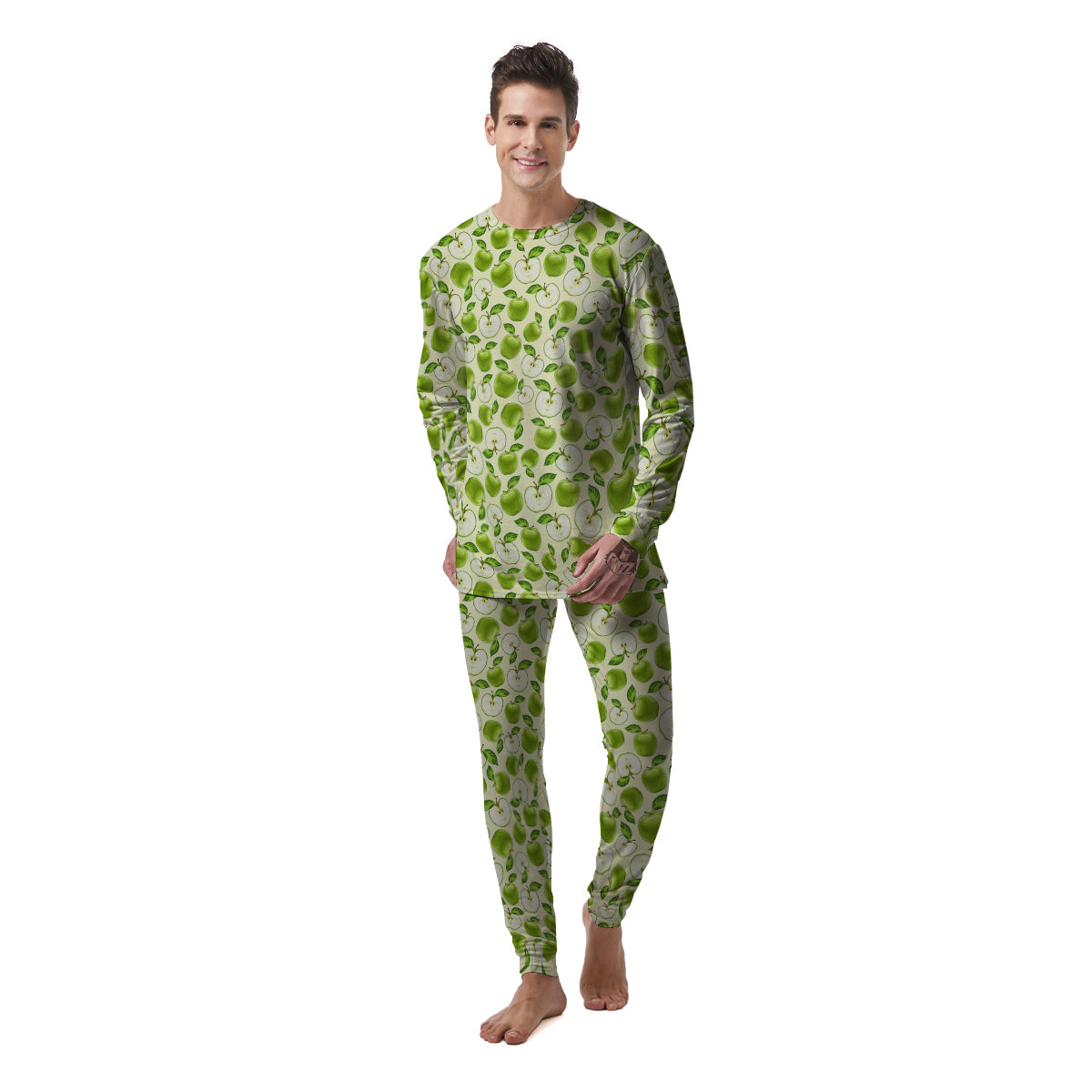 Apple Print Pattern Men's Pajamas-grizzshop