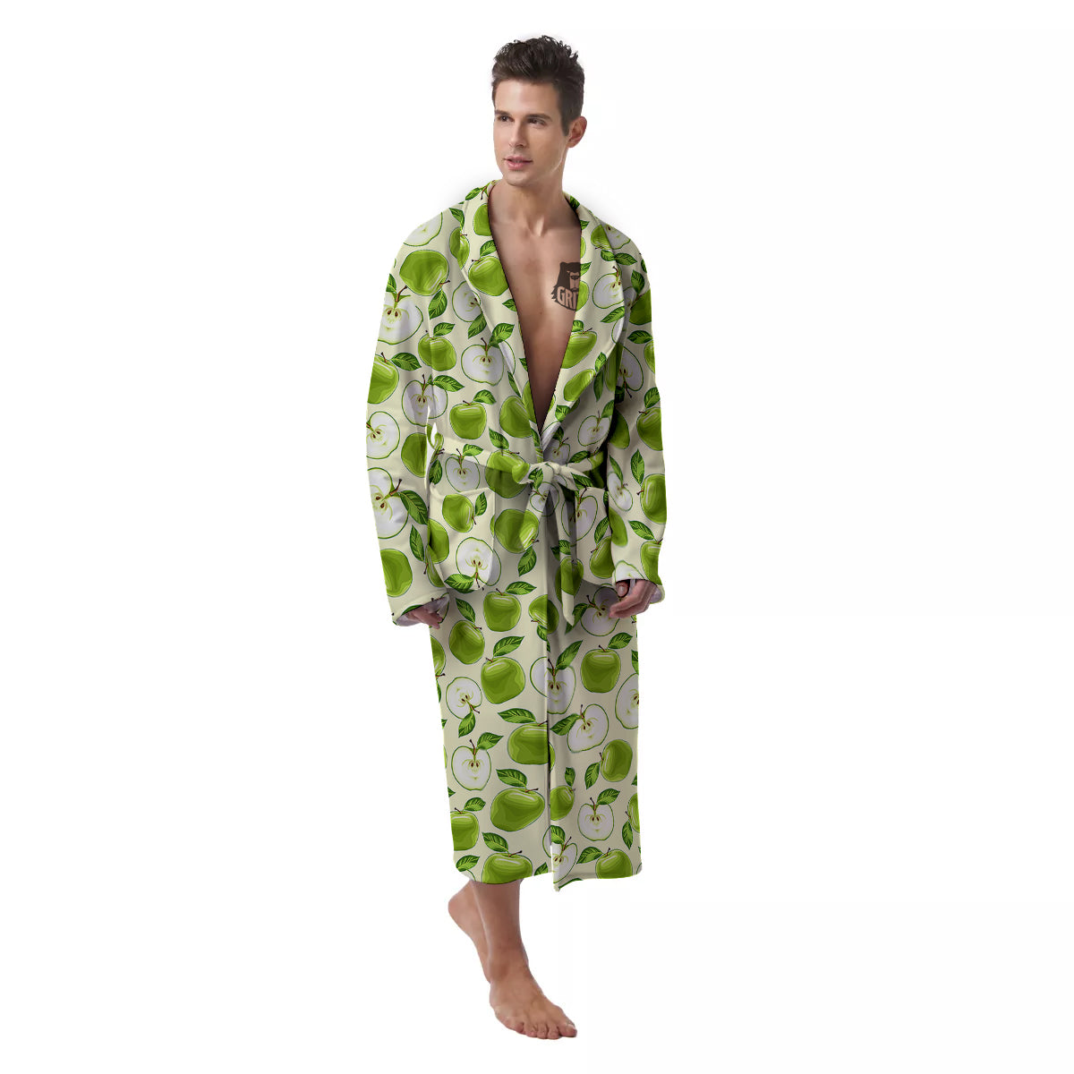 Apple Print Pattern Men's Robe-grizzshop