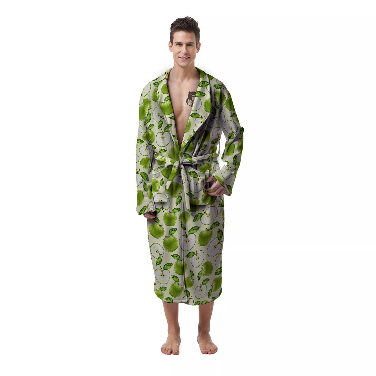 Apple Print Pattern Men's Robe-grizzshop