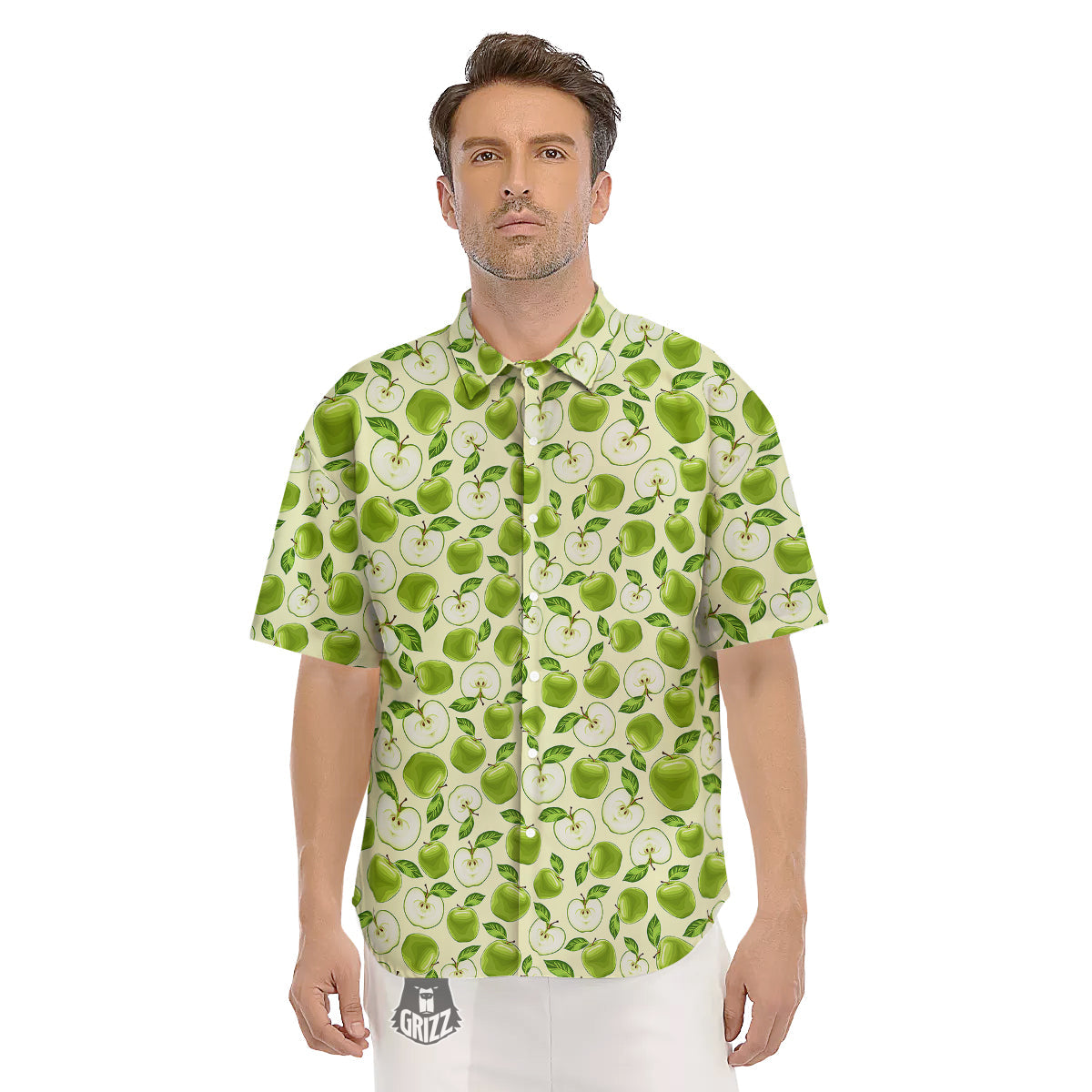 Apple Print Pattern Men's Short Sleeve Shirts-grizzshop