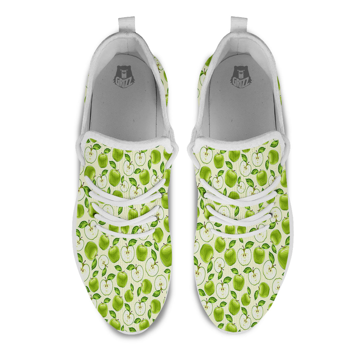 Apple Print Pattern White Athletic Shoes-grizzshop