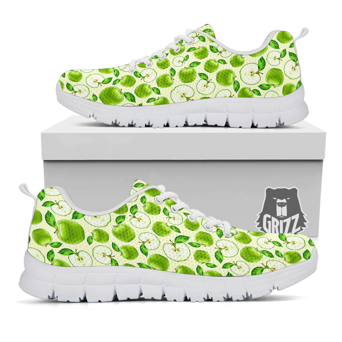 Apple Print Pattern White Sneaker-grizzshop