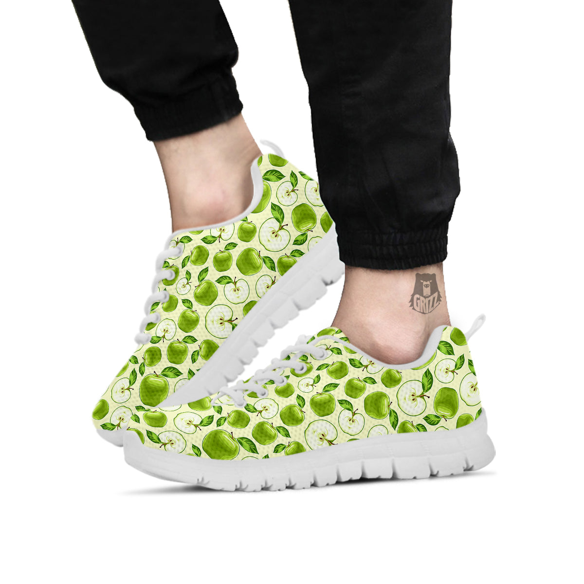 Apple Print Pattern White Sneaker-grizzshop