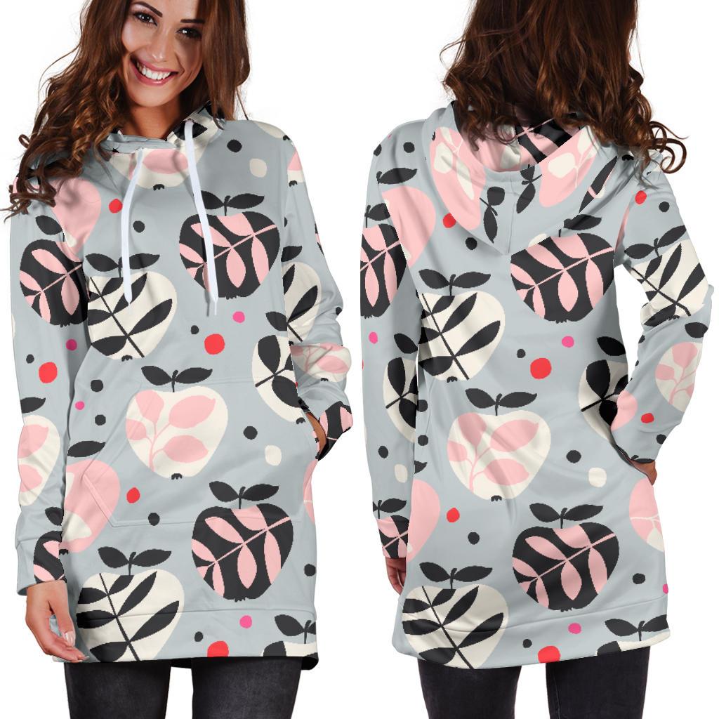 Apple Print Pattern Women Hoodie Dress-grizzshop