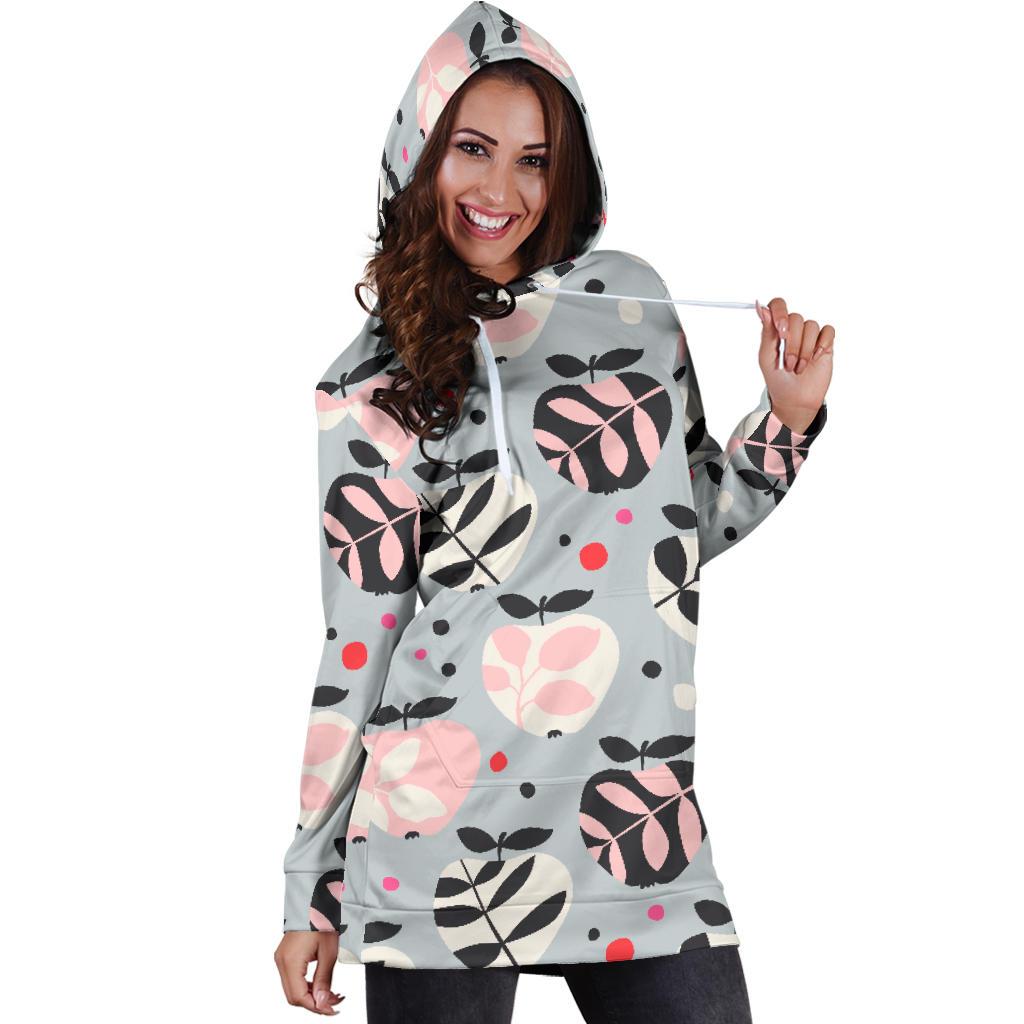 Apple Print Pattern Women Hoodie Dress-grizzshop