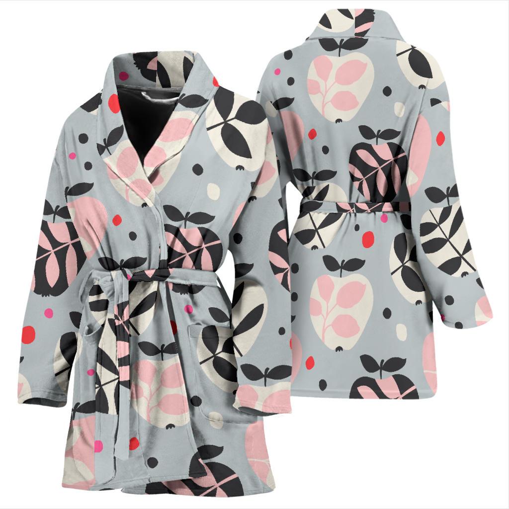 Apple Print Pattern Women Long Robe-grizzshop