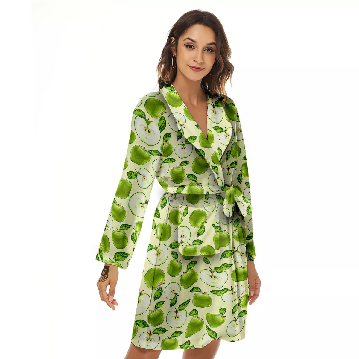 Apple Print Pattern Women's Robe-grizzshop