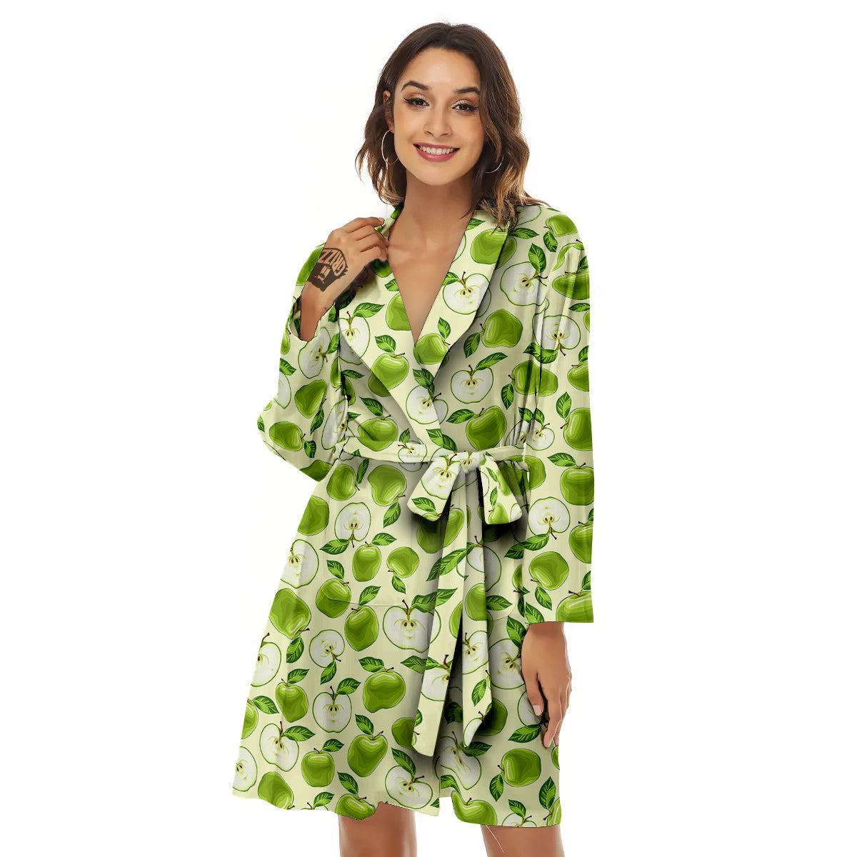 Apple Print Pattern Women's Robe-grizzshop