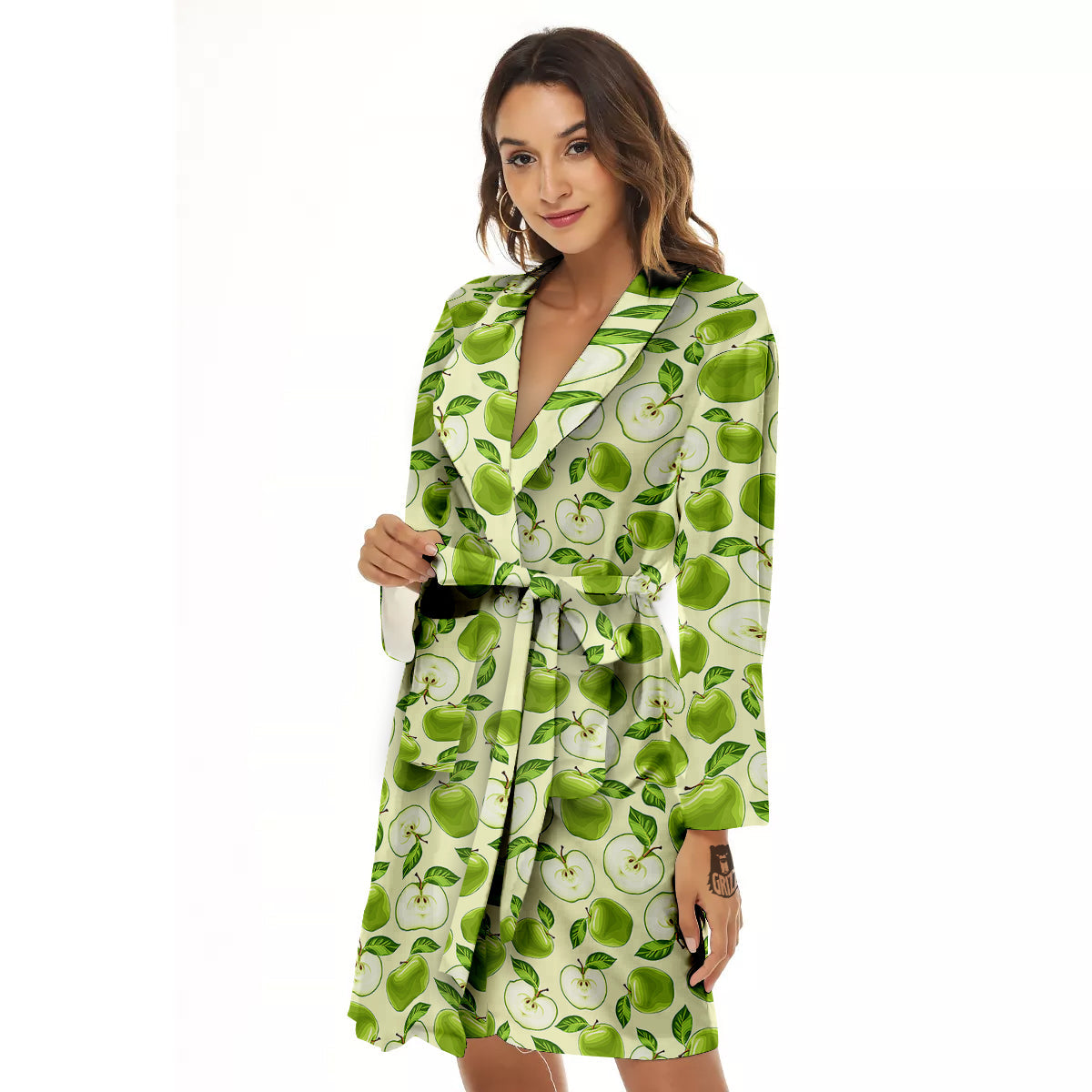 Apple Print Pattern Women's Robe-grizzshop
