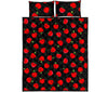 Apple Red Pattern Print Bed Set Quilt-grizzshop