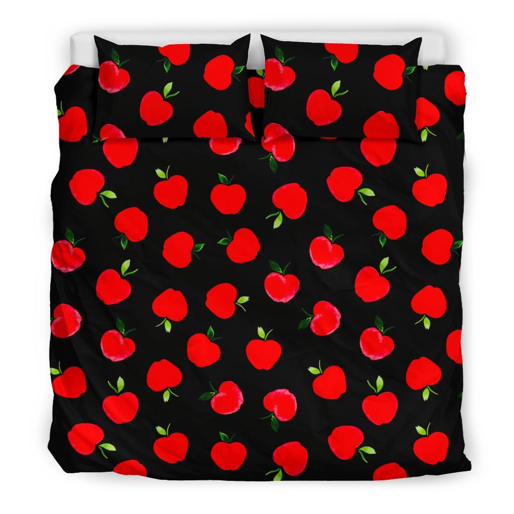 Apple Red Pattern Print Duvet Cover Bedding Set-grizzshop