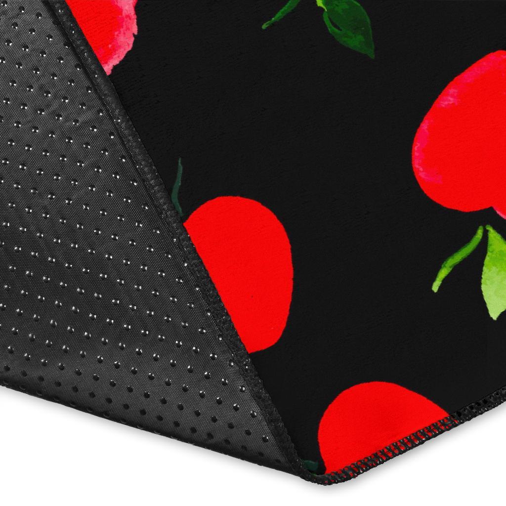 Apple Red Pattern Print Floor Mat-grizzshop