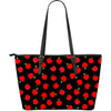 Apple Red Pattern Print Leather Tote Bag-grizzshop