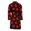 Apple Red Pattern Print Men Long Robe-grizzshop