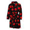 Apple Red Pattern Print Men Long Robe-grizzshop