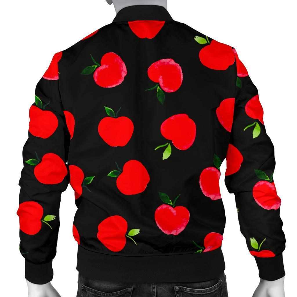 Apple Red Pattern Print Men's Bomber Jacket-grizzshop