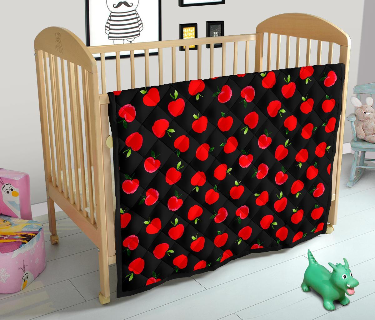 Apple Red Pattern Print Quilt-grizzshop