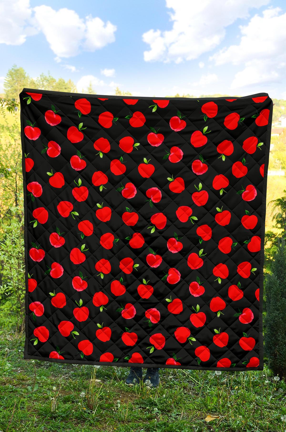 Apple Red Pattern Print Quilt-grizzshop