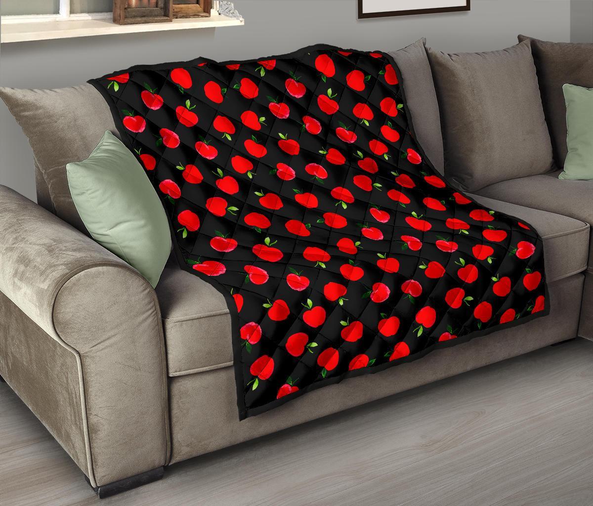 Apple Red Pattern Print Quilt-grizzshop