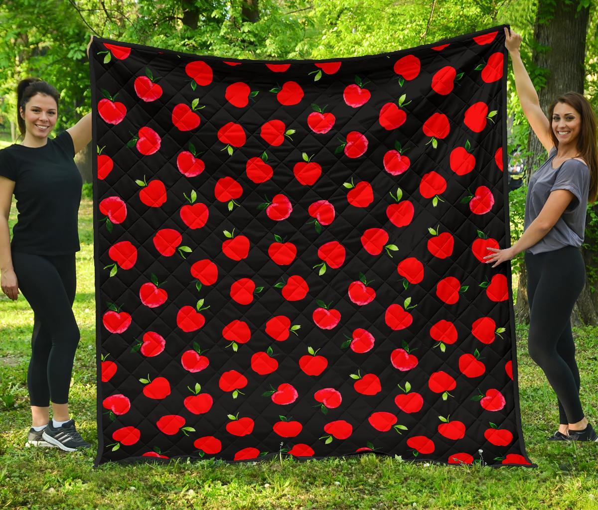 Apple Red Pattern Print Quilt-grizzshop