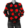 Apple Red Pattern Print Women Casual Bomber Jacket-grizzshop