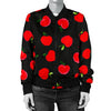 Apple Red Pattern Print Women Casual Bomber Jacket-grizzshop