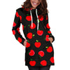 Apple Red Pattern Print Women Hoodie Dress-grizzshop