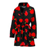 Apple Red Pattern Print Women Long Robe-grizzshop