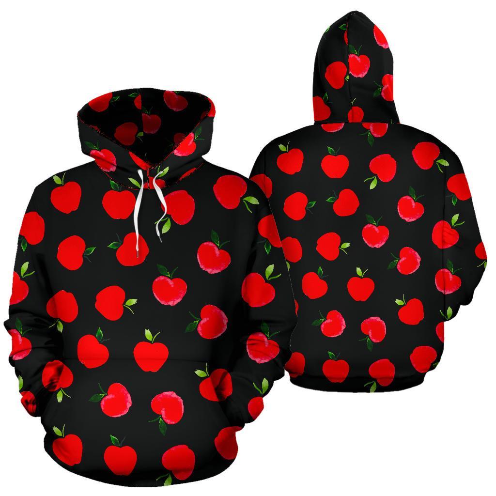 Apple Red Pattern Print Women Men Pullover Hoodie-grizzshop
