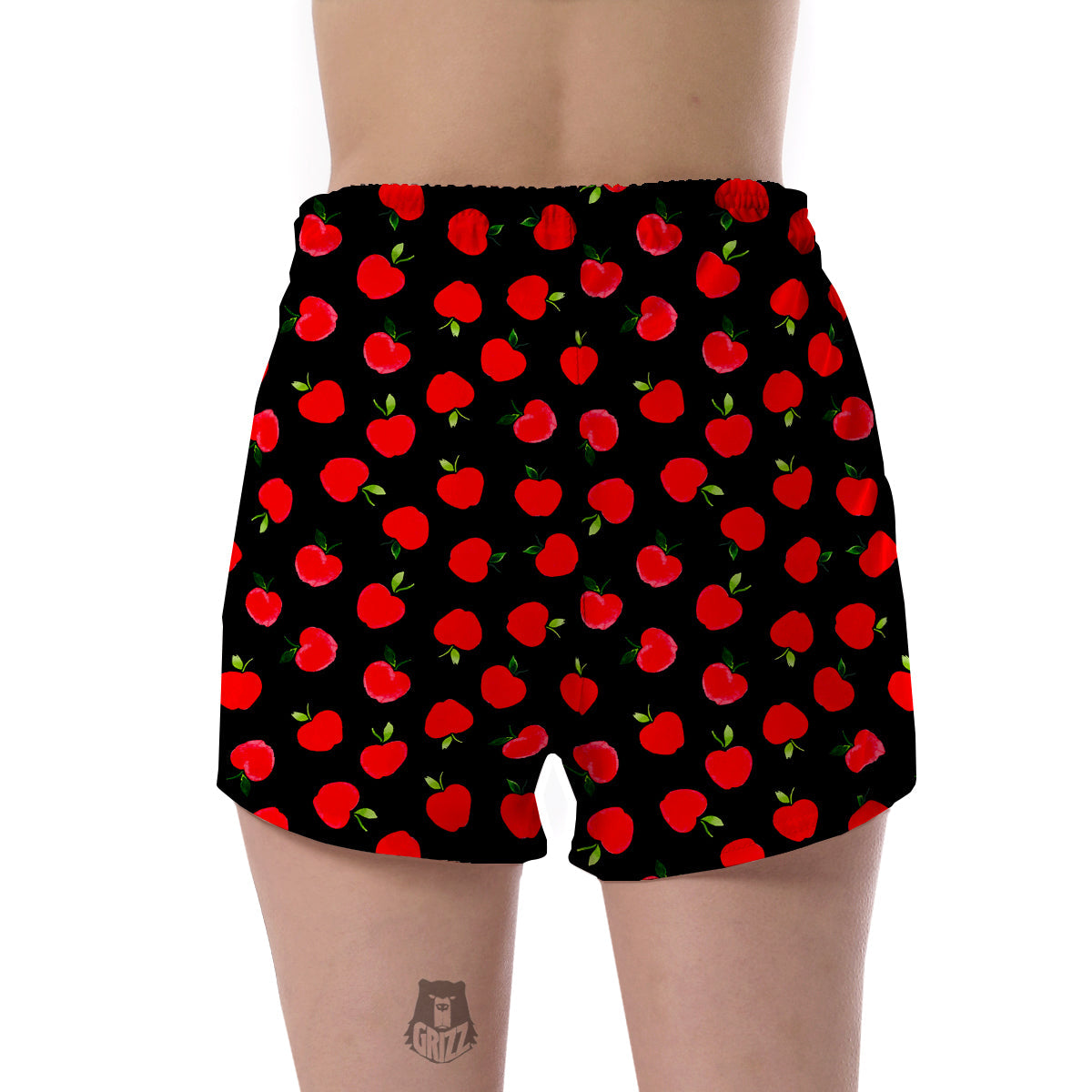 Apple Red Pattern Print Women's Shorts-grizzshop