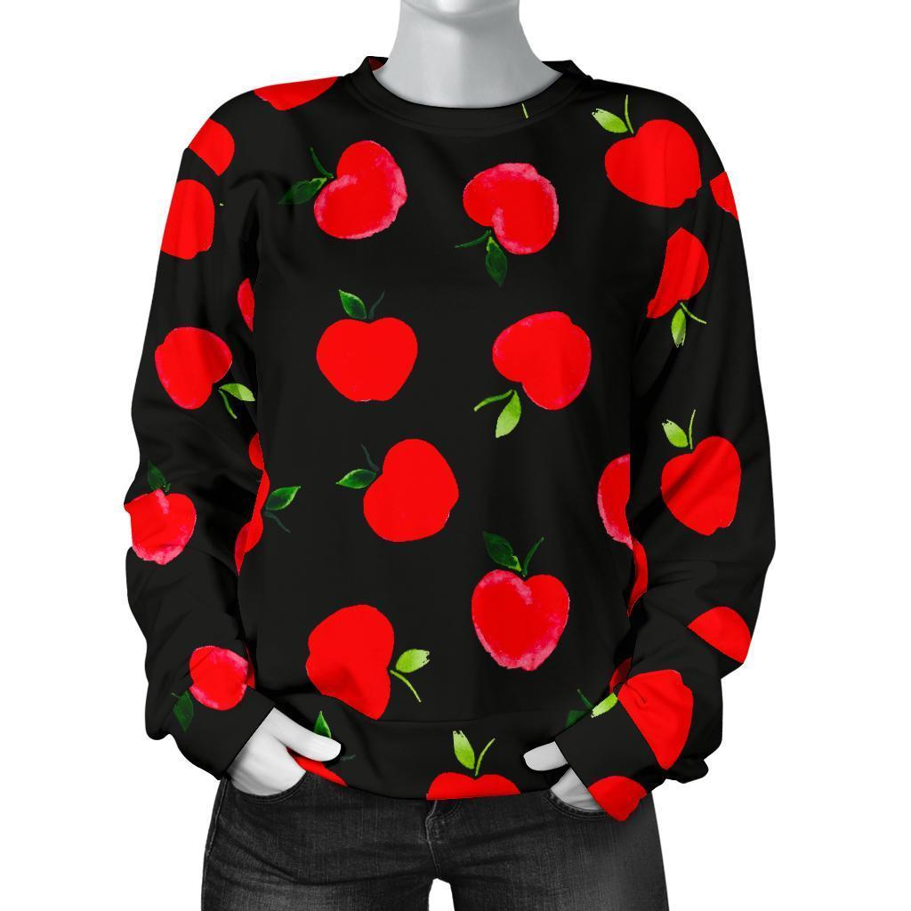 Apple Red Pattern Print Women's Sweatshirt-grizzshop