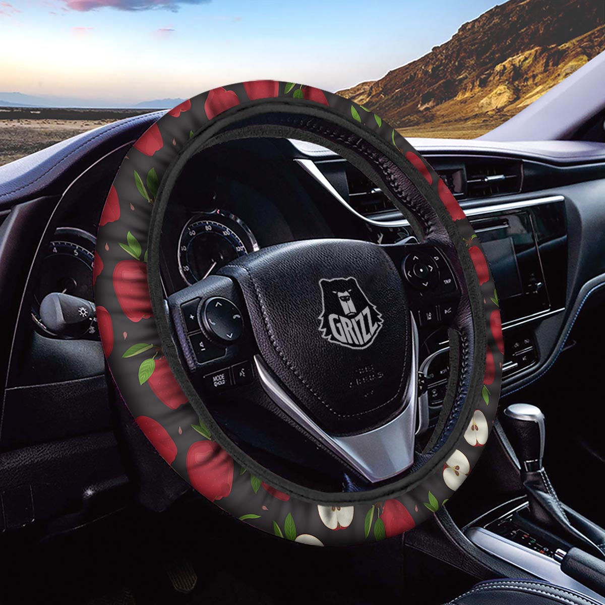 Apple Red Print Pattern Car Steering Wheel Cover-grizzshop