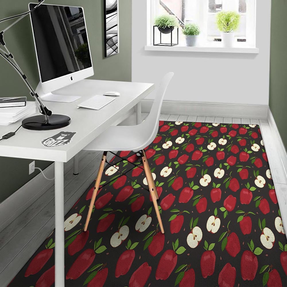Apple Red Print Pattern Floor Mat-grizzshop