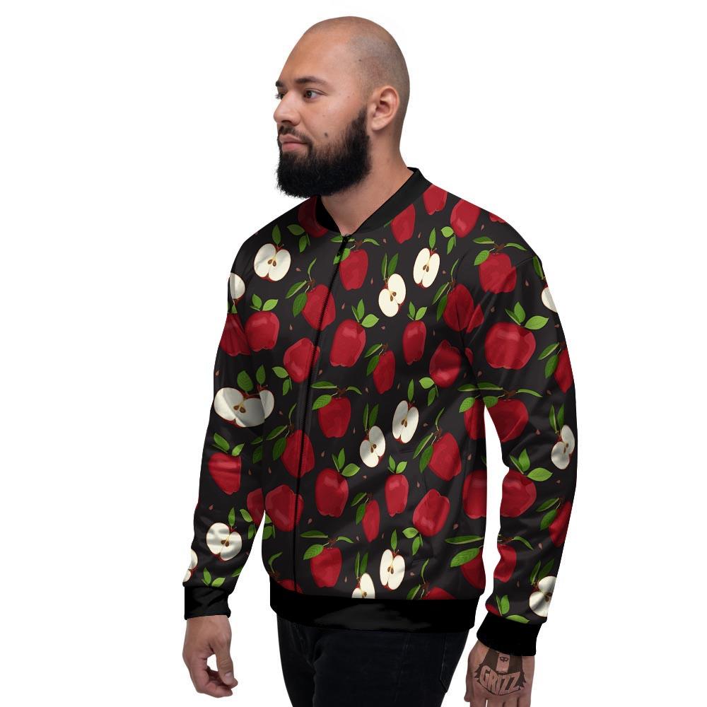 Apple Red Print Pattern Men's Bomber Jacket-grizzshop