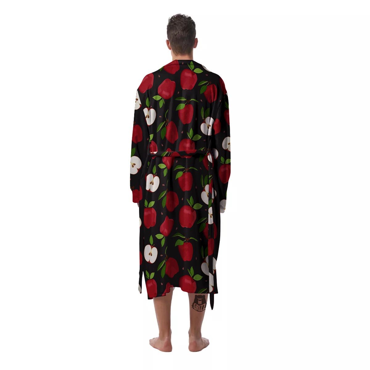 Apple Red Print Pattern Men's Robe-grizzshop