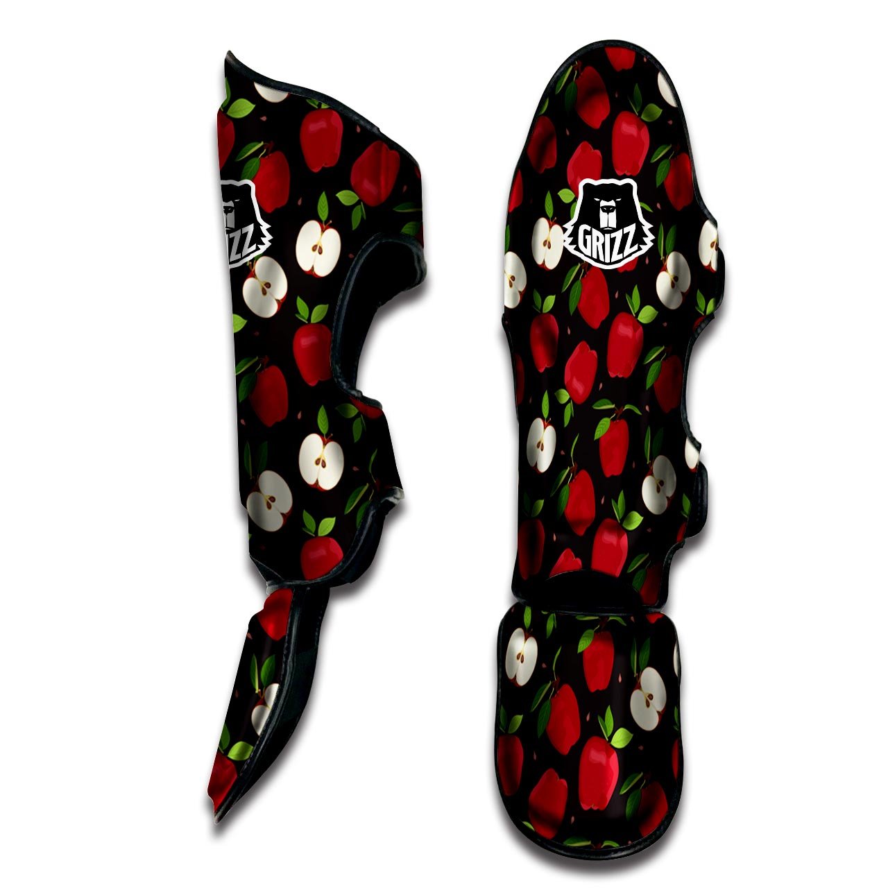 Apple Red Print Pattern Muay Thai Shin Guards-grizzshop