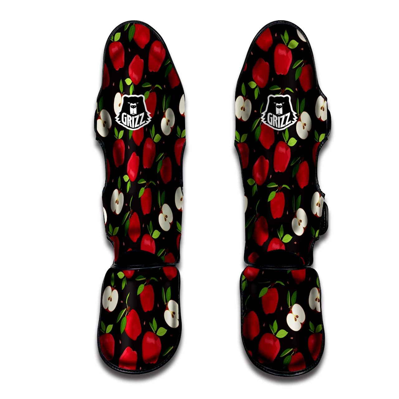 Apple Red Print Pattern Muay Thai Shin Guards-grizzshop