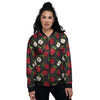 Apple Red Print Pattern Women's Bomber Jacket-grizzshop