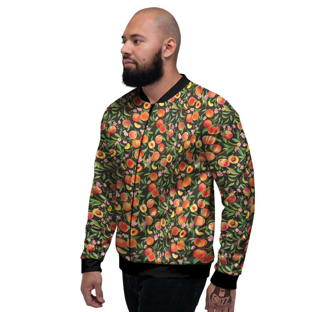 Apricot Print Pattern Men's Bomber Jacket-grizzshop