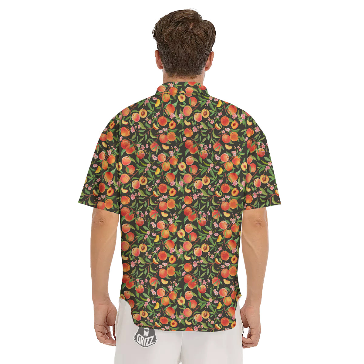 Apricot Print Pattern Men's Short Sleeve Shirts-grizzshop