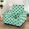 Aqua And Black Polka Dot Armchair Cover-grizzshop