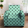 Aqua And Black Polka Dot Armchair Cover-grizzshop