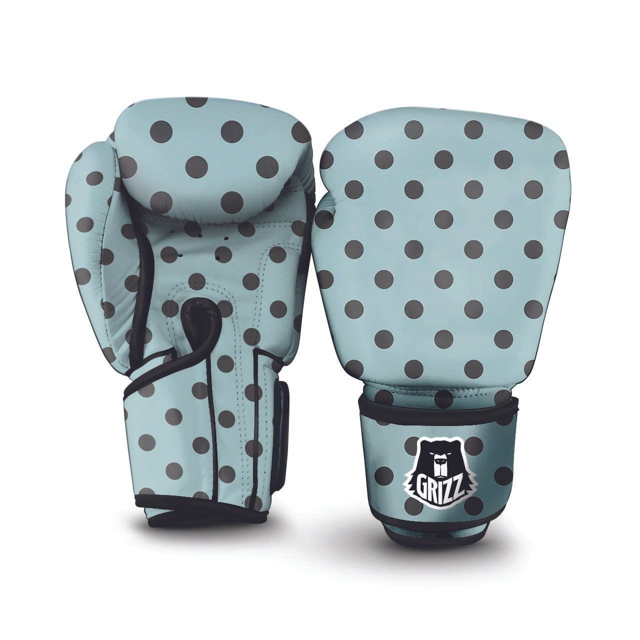 Aqua And Black Polka Dot Boxing Gloves-grizzshop