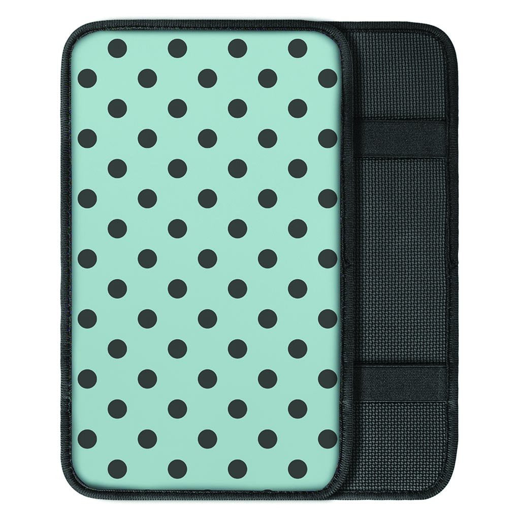 Aqua And Black Polka Dot Car Console Cover-grizzshop