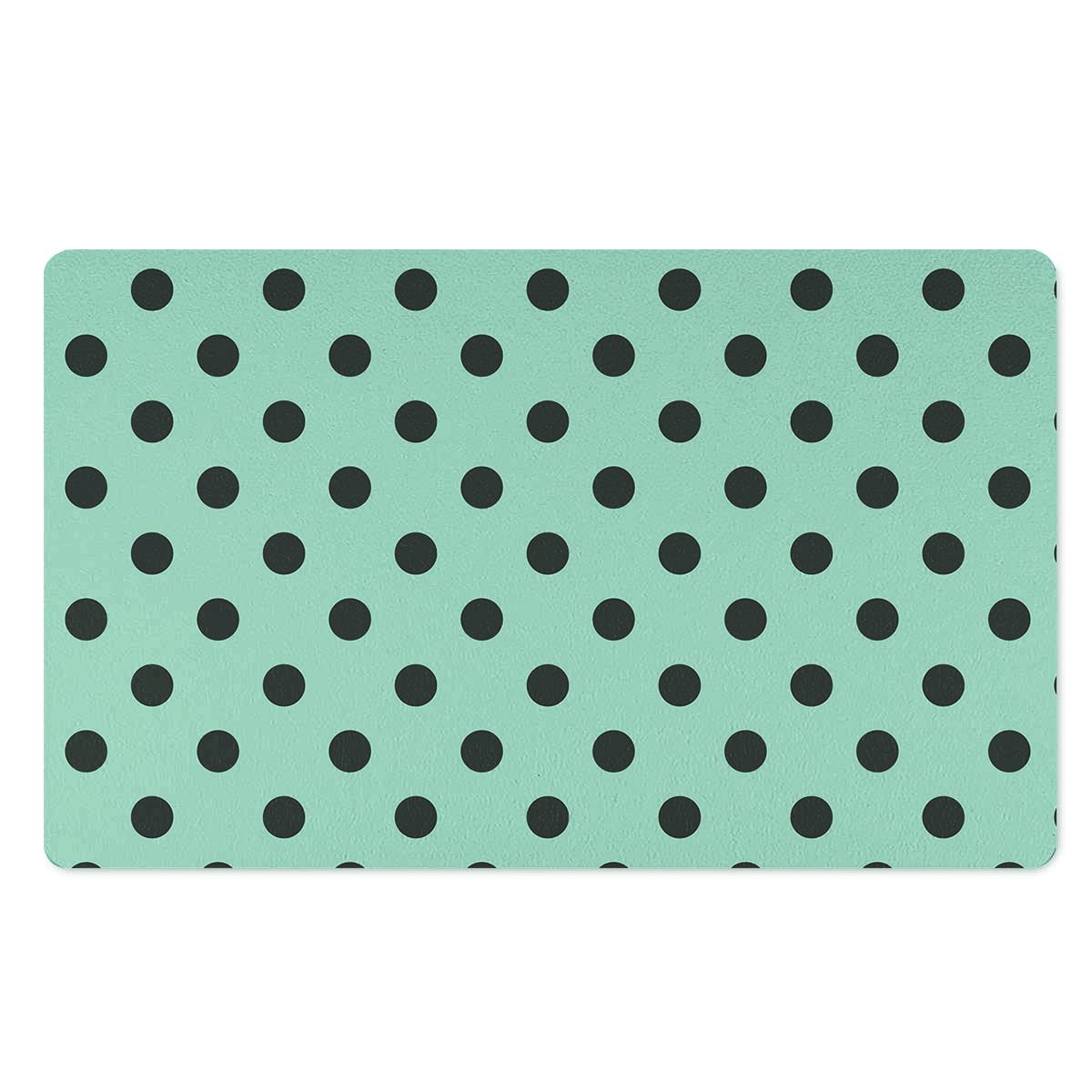 Aqua And Black Polka Dot Door Mat-grizzshop