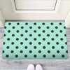 Aqua And Black Polka Dot Door Mat-grizzshop