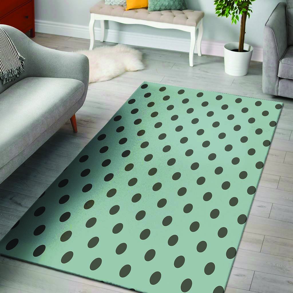 Aqua And Black Polka Dot Floor Mat-grizzshop