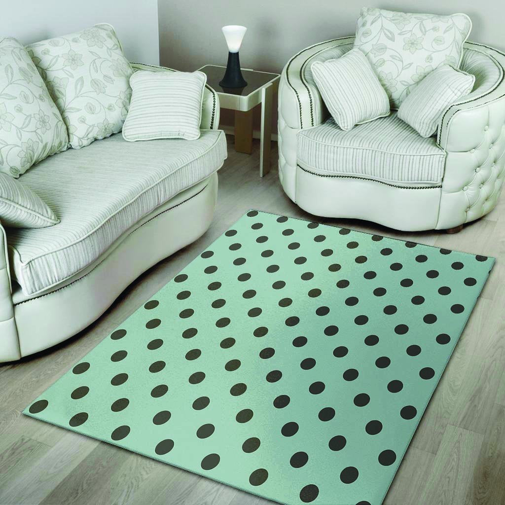 Aqua And Black Polka Dot Floor Mat-grizzshop