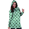 Aqua And Black Polka Dot Hoodie Dress-grizzshop